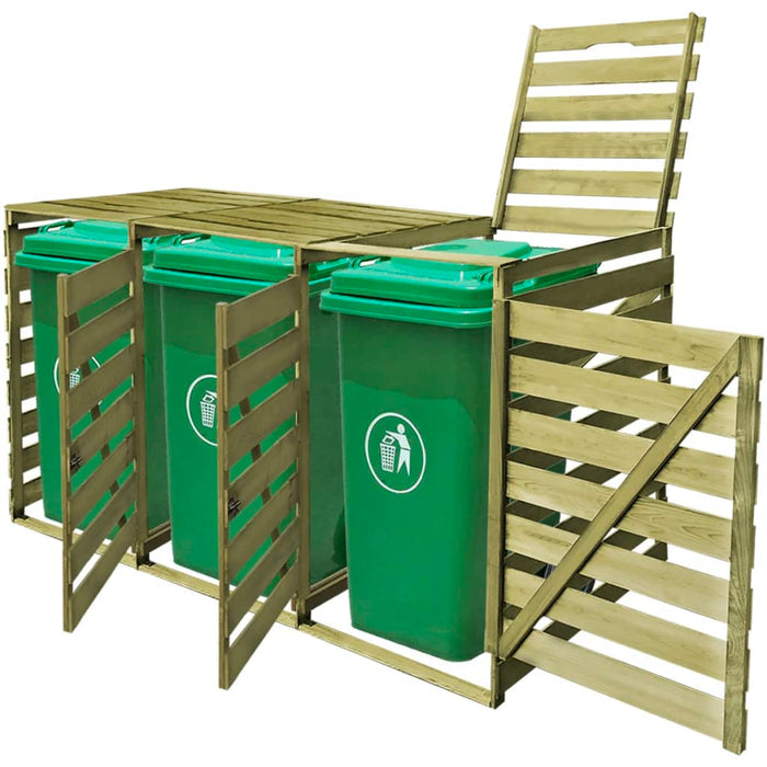 Copribidone per Spazzatura Triplo 240 L in Legno Impregnato 42271