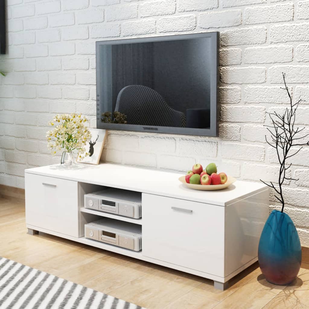 Mobile Porta TV Bianco Lucido 120x40,5x35 cm 243043