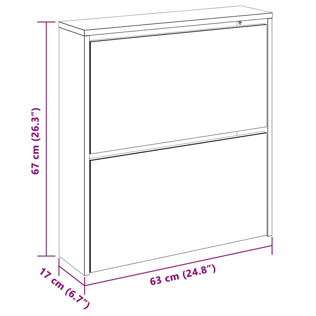Scarpiera con 2 Ripiani e Specchio Colore Rovere 63x17x67 cm 243045