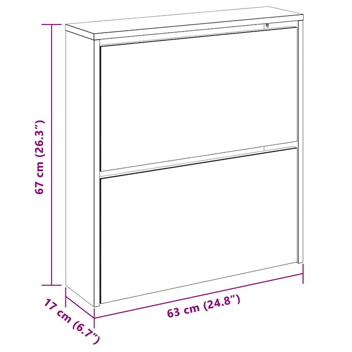 Scarpiera con 2 Ripiani e Specchio Colore Rovere 63x17x67 cm 243045