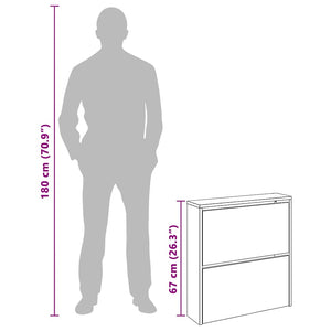 Scarpiera con 2 Ripiani e Specchio Colore Rovere 63x17x67 cm 243045