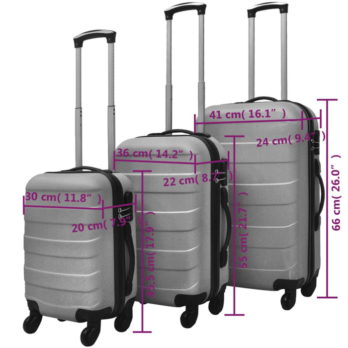 Set Trolley Rigidi 3 pz Argento 45,5/55/66 cm 91142