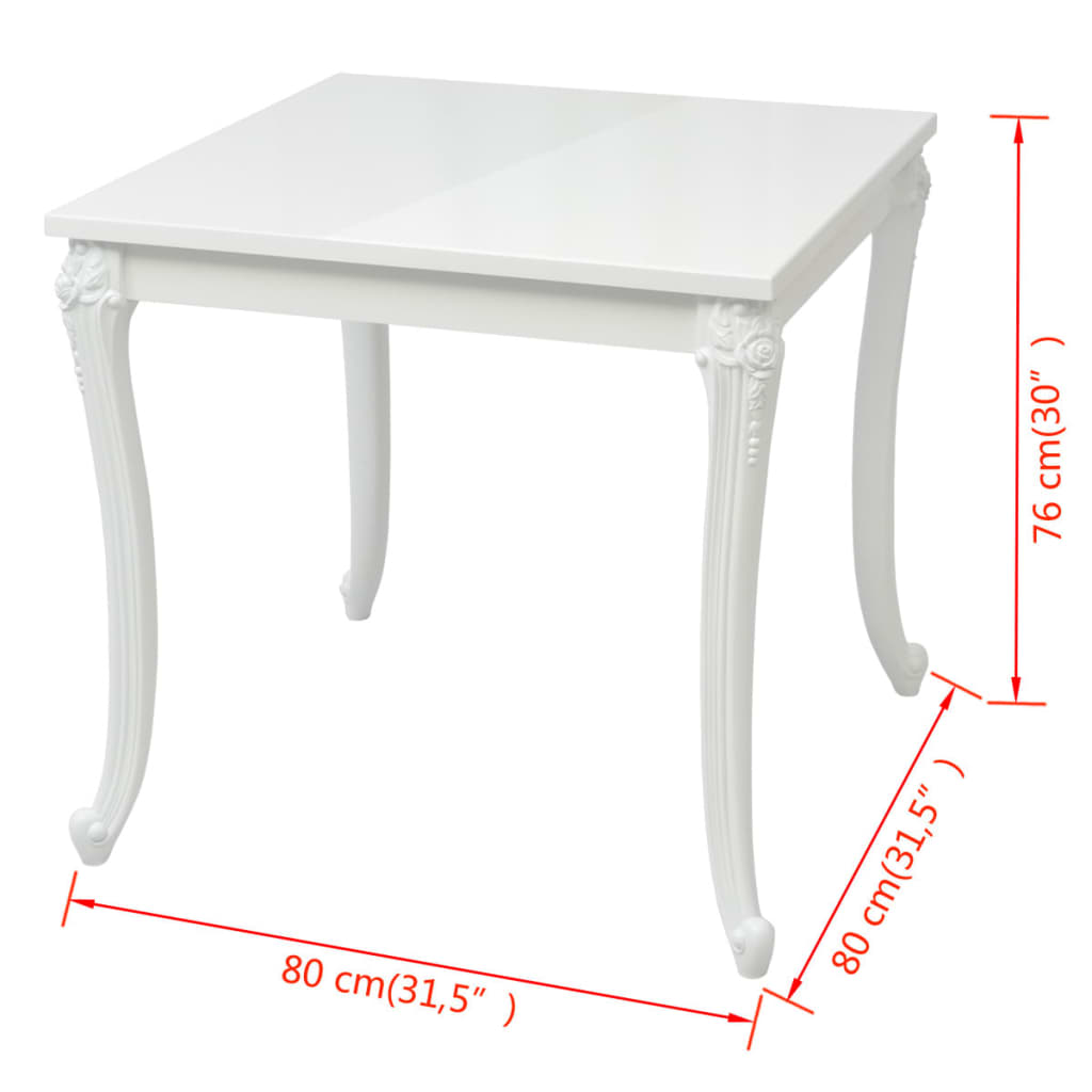 Tavolo da Pranzo 80x80x76 cm Bianco Lucido 243382