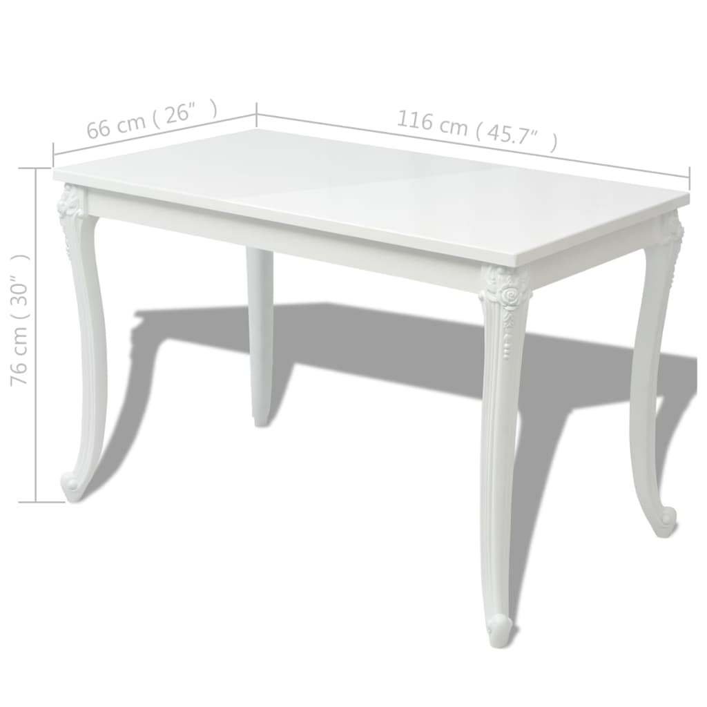 Tavolo da Pranzo 116x66x76 cm Bianco Lucido 243383