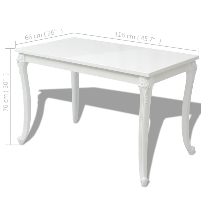 Tavolo da Pranzo 116x66x76 cm Bianco Lucido 243383