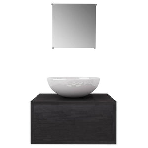 Set Mobili da Bagno 4 pz con Lavabo e Rubinetto Nero 273685