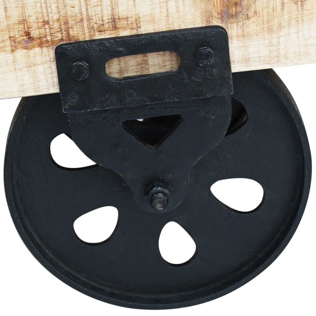 Tavolino da Salotto con Ruote-Tavolino da soggiorno in Legno di Mango Grezzo