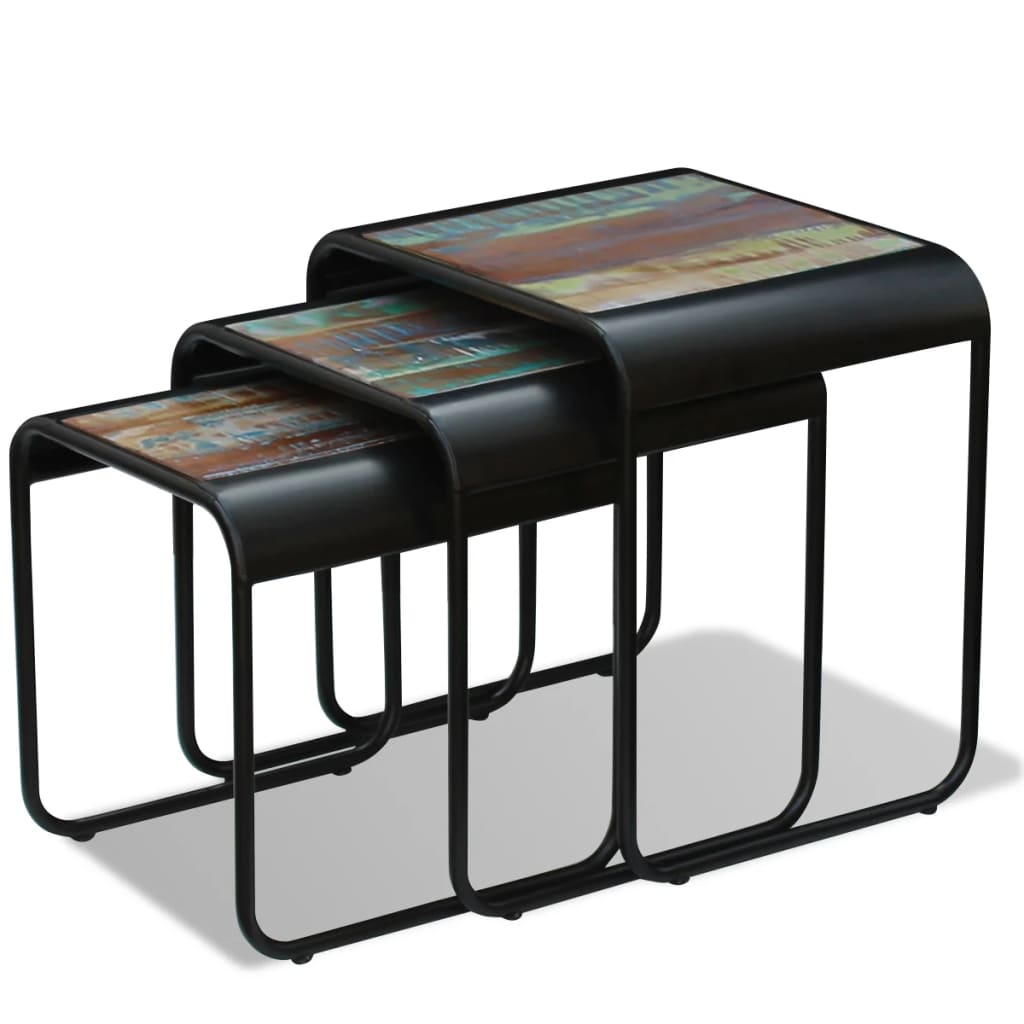 Tavolini ad Incastro 3 pz in Legno Massello Anticato 243286