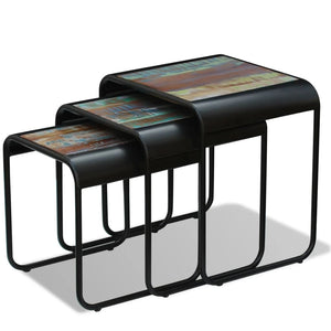 Tavolini ad Incastro 3 pz in Legno Massello Anticato 243286