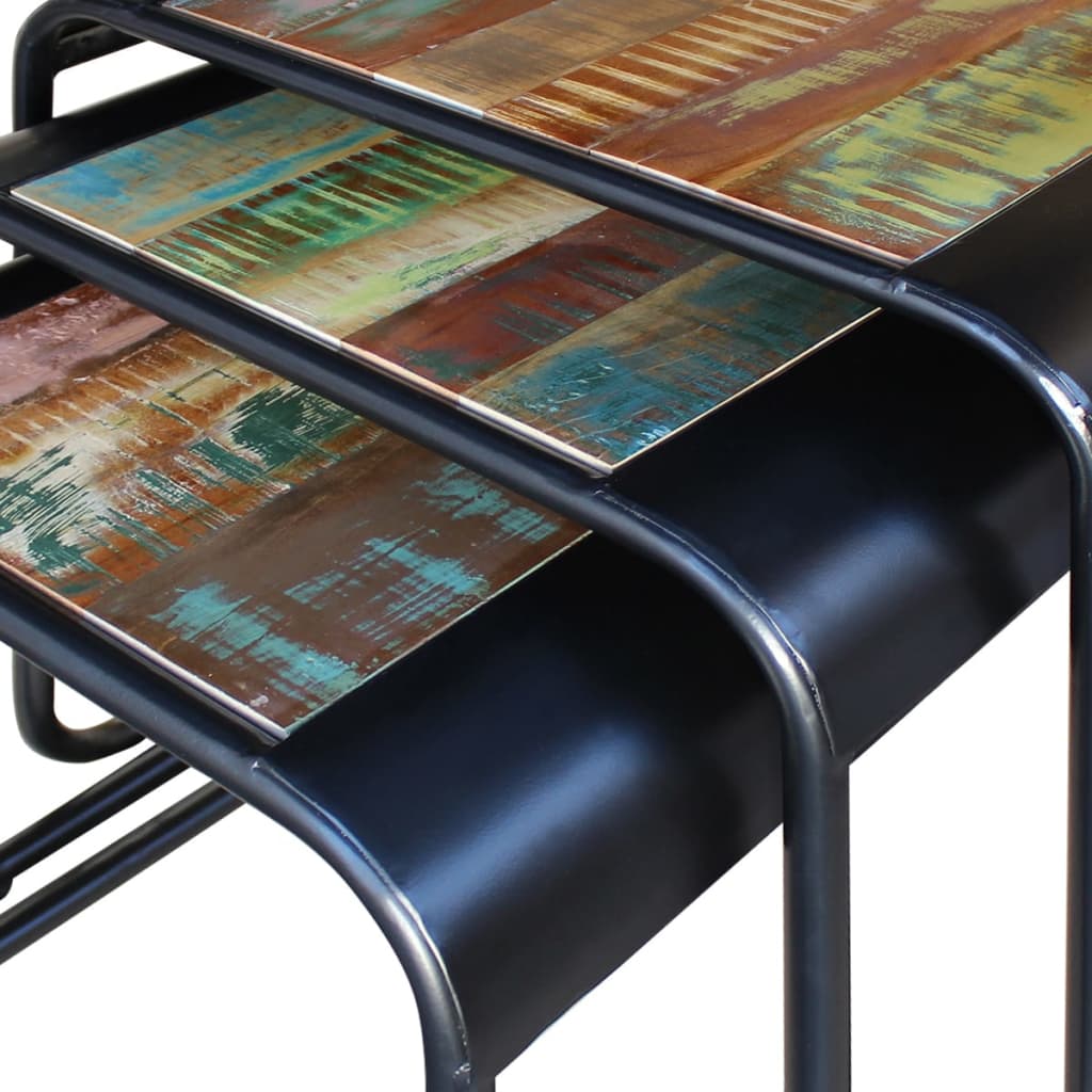 Tavolini ad Incastro 3 pz in Legno Massello Anticato 243286