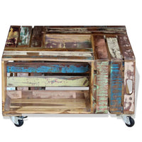 Tavolino da Salotto in Legno Massello Anticato 70x70x35 cm 243306