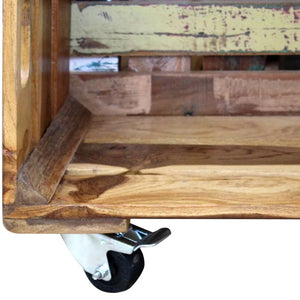 Tavolino da Salotto in Legno Massello Anticato 70x70x35 cm 243306