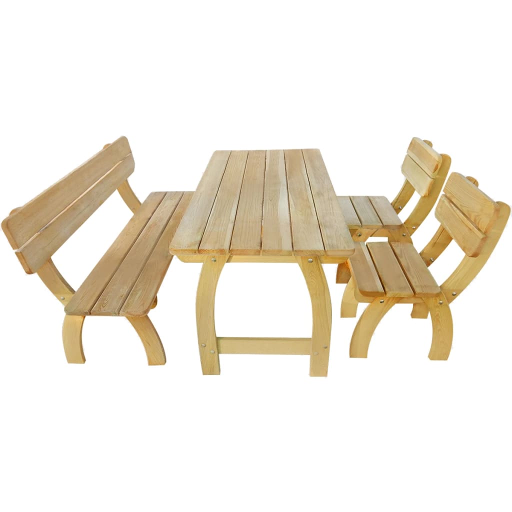 Set da Pranzo per Esterni 4 pz in Legno di Pino Impregnato cod mxl 35934