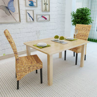 Sedie da Pranzo 2 pz in Abaca e Legno Massello di Mango cod mxl 22578