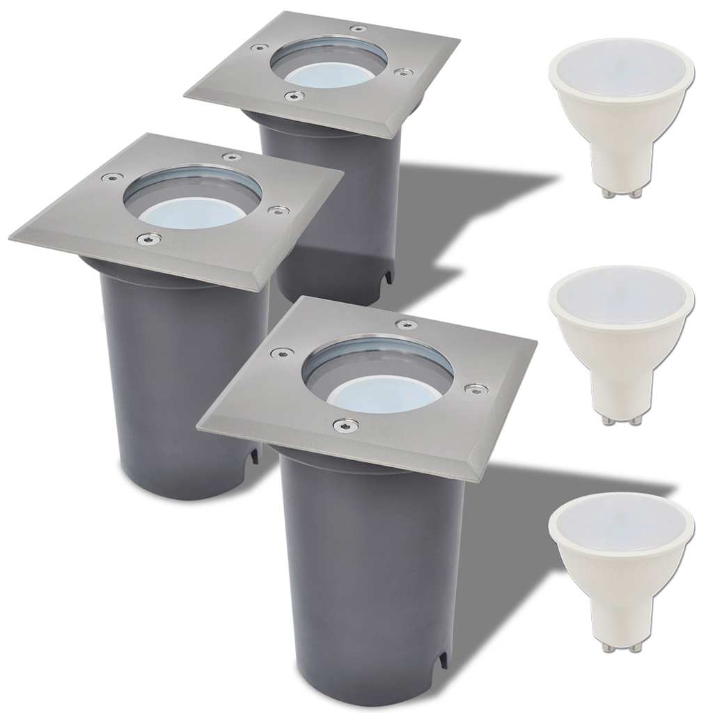 Faretto Carrabile LED 3 pz Quadrato per Esterno cod mxl 76477