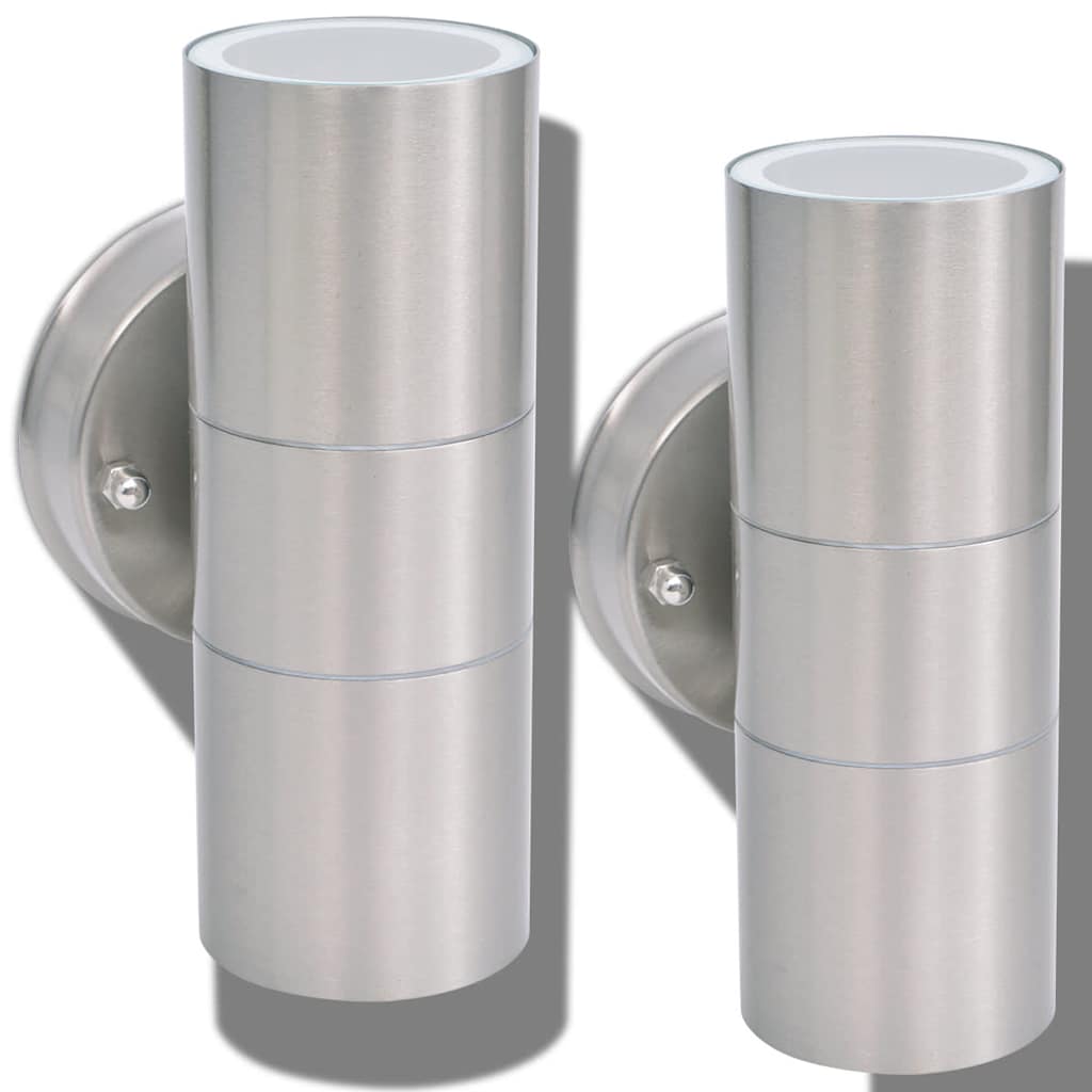 Applique LED Parete 2pz Acciaio Inox Proiezione Alto/Basso cod mxl 63619