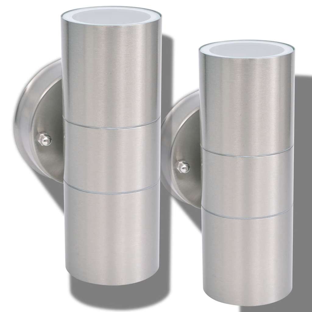 Applique LED Parete 2pz Acciaio Inox Proiezione Alto/Basso cod mxl 63619