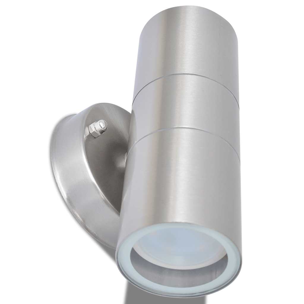 Applique LED Parete 2pz Acciaio Inox Proiezione Alto/Basso cod mxl 63619