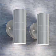 Applique LED Parete 2pz Acciaio Inox Proiezione Alto/Basso cod mxl 63619