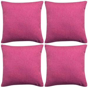 Set 4 Federe per Cuscini in Simil-Lino Rosa 80x80 cm 131572