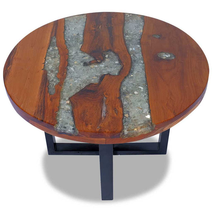 Tavolino da Salotto in Legno di Teak e Resina 60 cm 243466