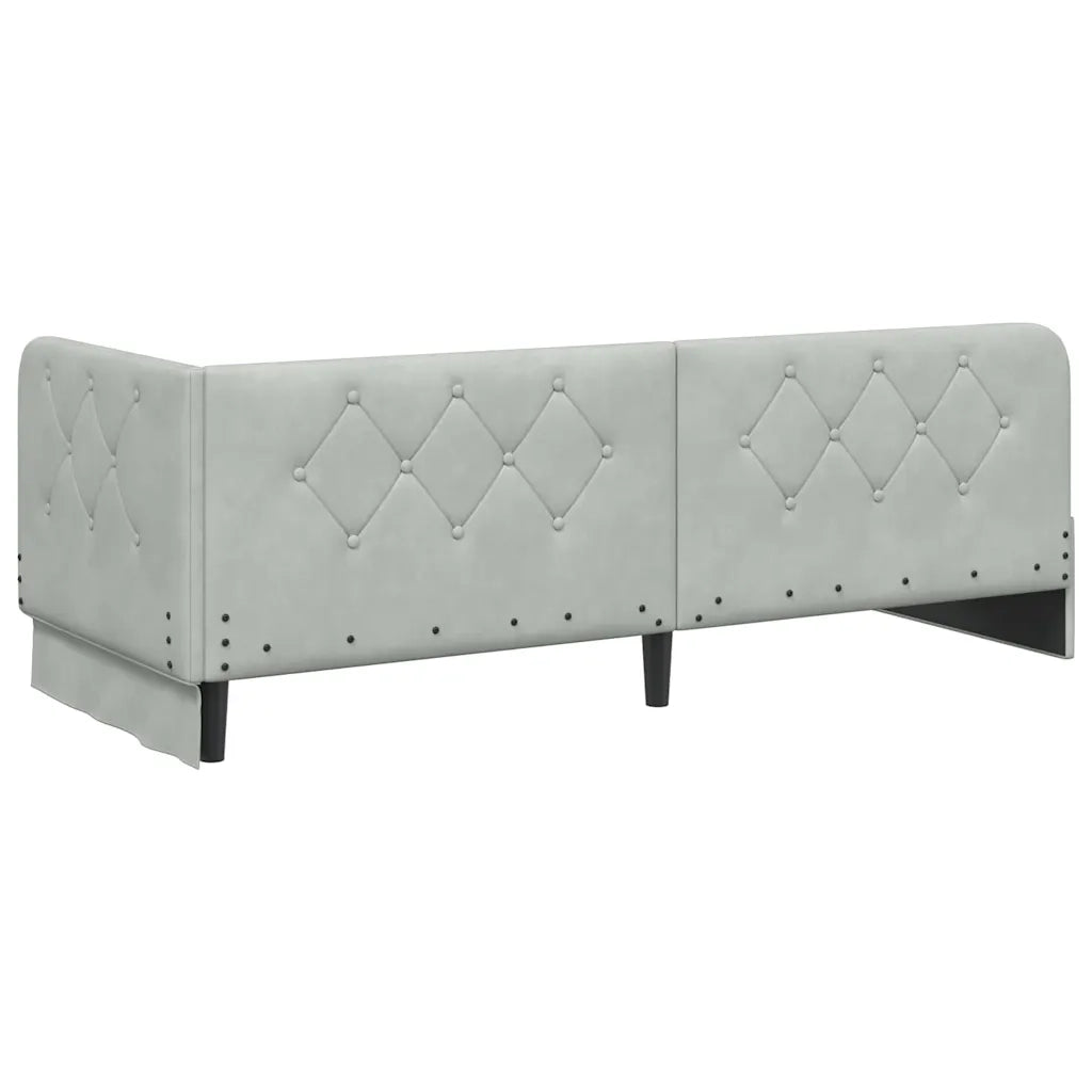 Cornice del letto ad angolo Grigio chiaro 80 x 200 cm Velluto