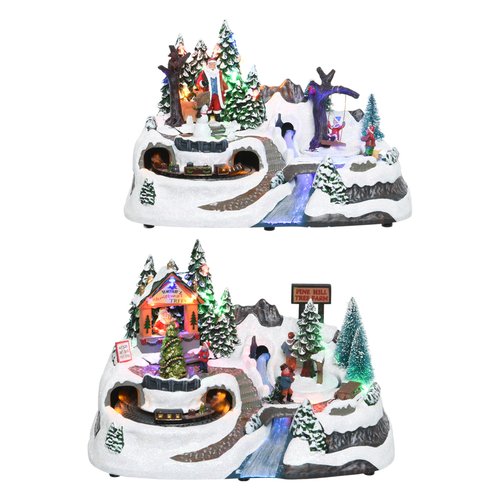 Paesaggio natalizio kaemingk 481220 villaggio led movimento e musica