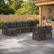 Set Divano da Giardino 9 pz Grigio polyrattan 3434351
