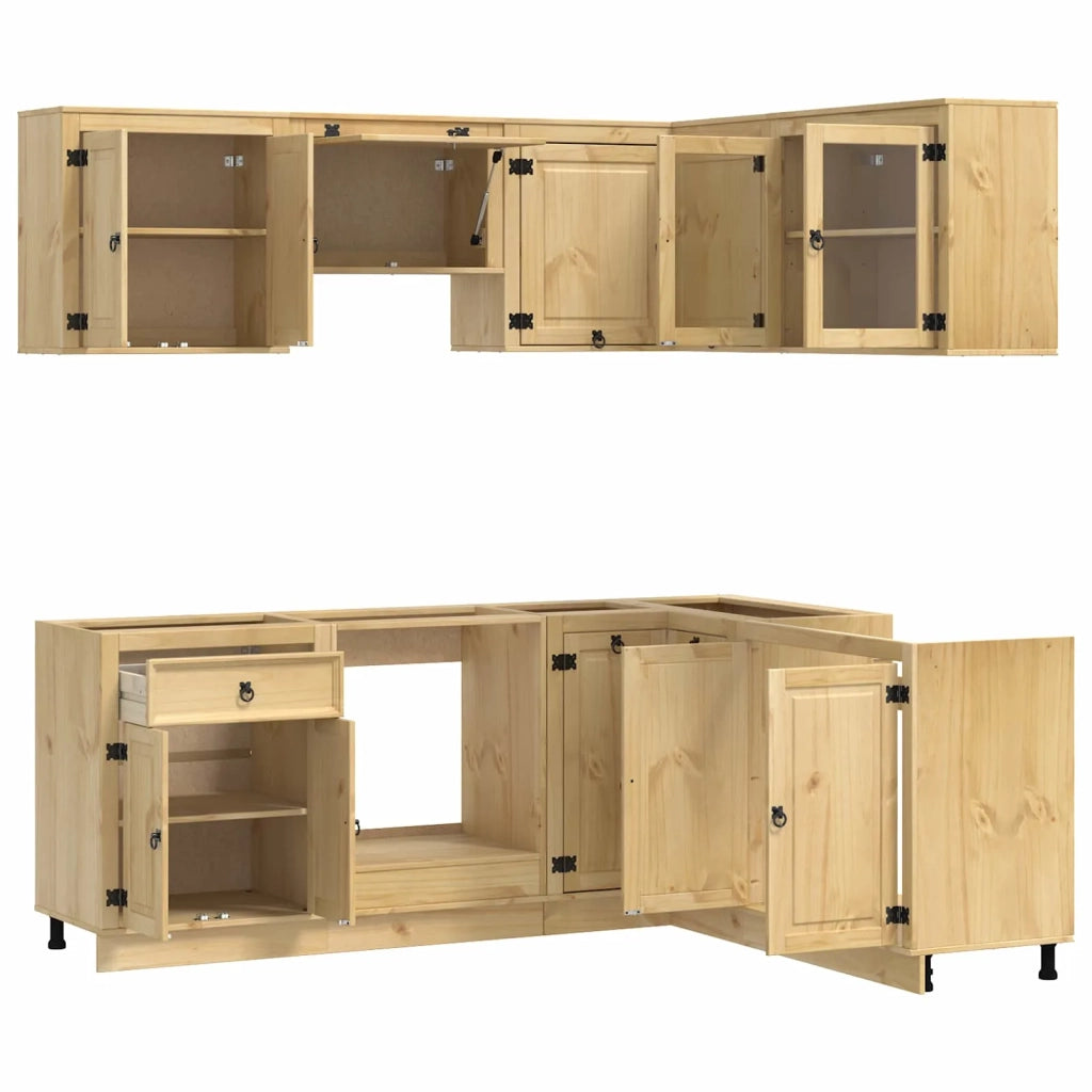 Armadietto con porta SKI 8 pcs Marrone Miele Pino massello