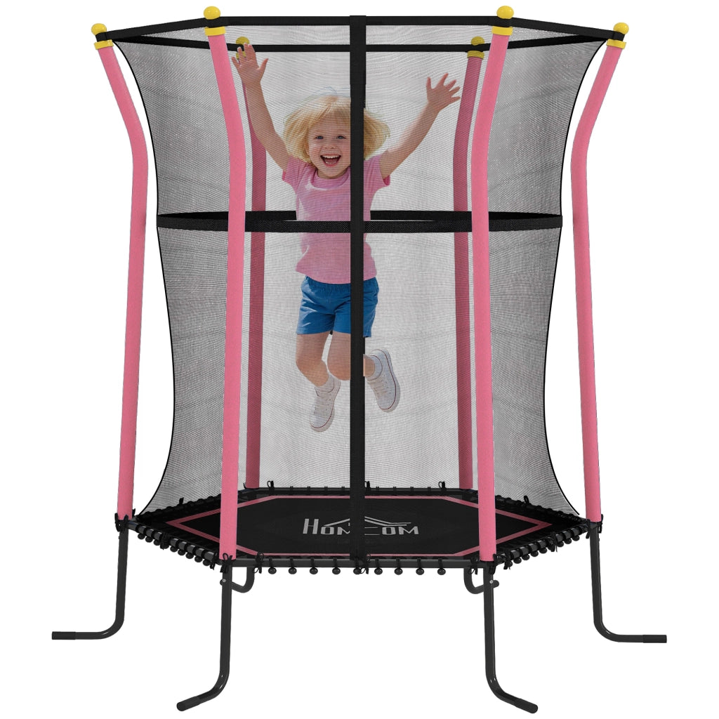 Tappeto Elastico per Bambini con Pali Imbattiti ¨C zephmum ¨C Rosa 163.5x190 cm