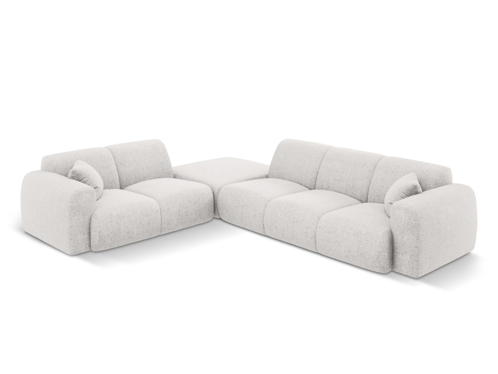 Cosmopolitan Design - Divano angolare sinistro "Nolio" 4 posti in ciniglia grigio chiaro 