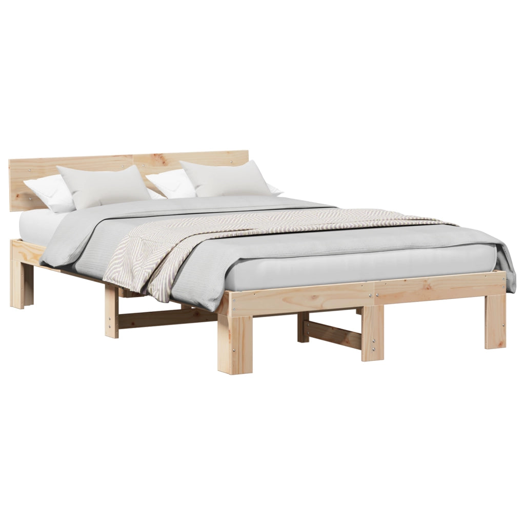 Struttura Letto con Testata 120x200 cm in Legno Massello di Pino