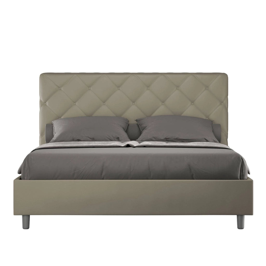 Letto matrimoniale king size contenitore imbottito 170x210 similpelle cappuccino Priya