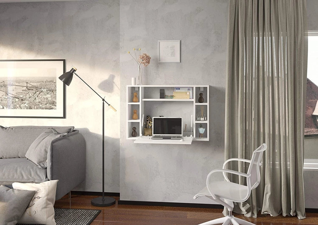 Mobile Mensola Scrivania pieghevole da parete Cm 94 x 62h x 20(chiuso) 62(aperto) colore: Bianco opaco
