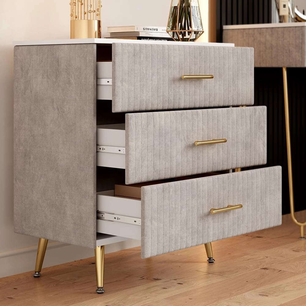 Cassettiera Velia, Grigio, 70 x 78.5 cm con 3 cassetti