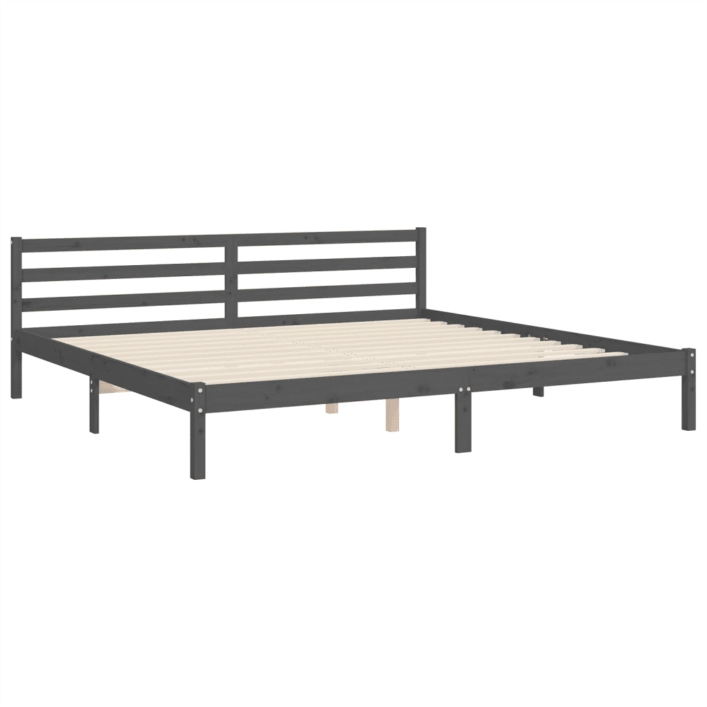 Letto matrimoniale | Letto per adulti | Giroletto con Testiera Grigio 200x200 cm in Legno Massello