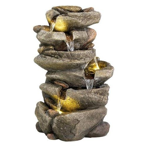 Fontana kaemingk 892597 roccia outdoor con luce led grigio