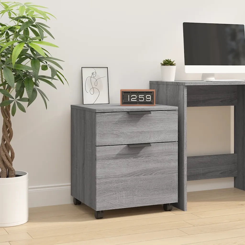 Schedario con Ruote Grigio Sonoma 45x38x54 cm Legno Multistrato CFW9504853