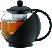 Teiera in vetro con infusore - 1,2 litri - nero - pro teiera a infusione