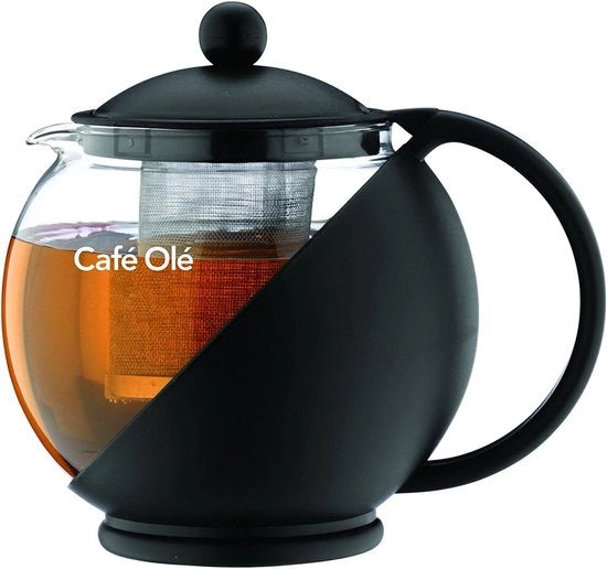 Teiera in vetro con infusore - 1,2 litri - nero - pro teiera a infusione