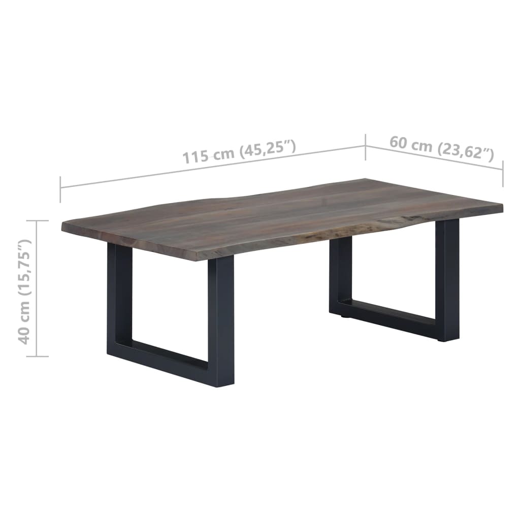 Tavolino da Salotto con Bordi Vivi 115x60x40 cm Massello Acacia 247829