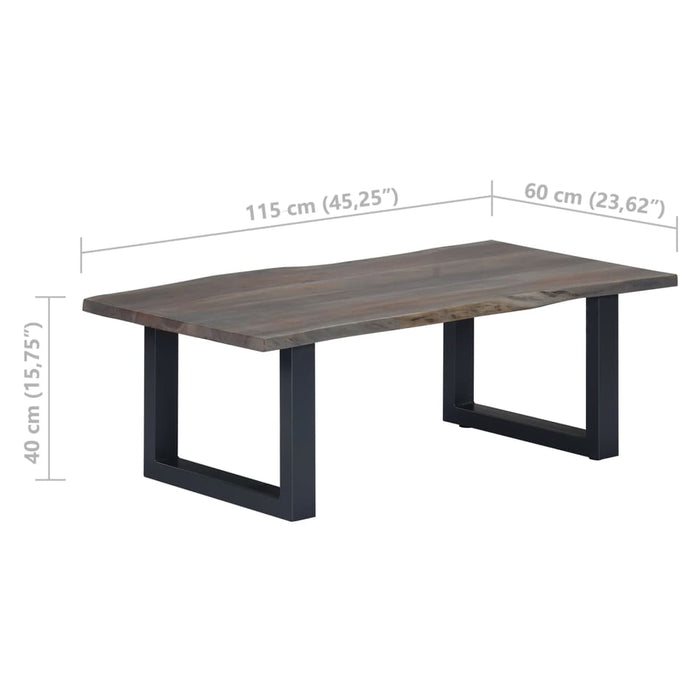 Tavolino da Salotto con Bordi Vivi 115x60x40 cm Massello Acacia 247829