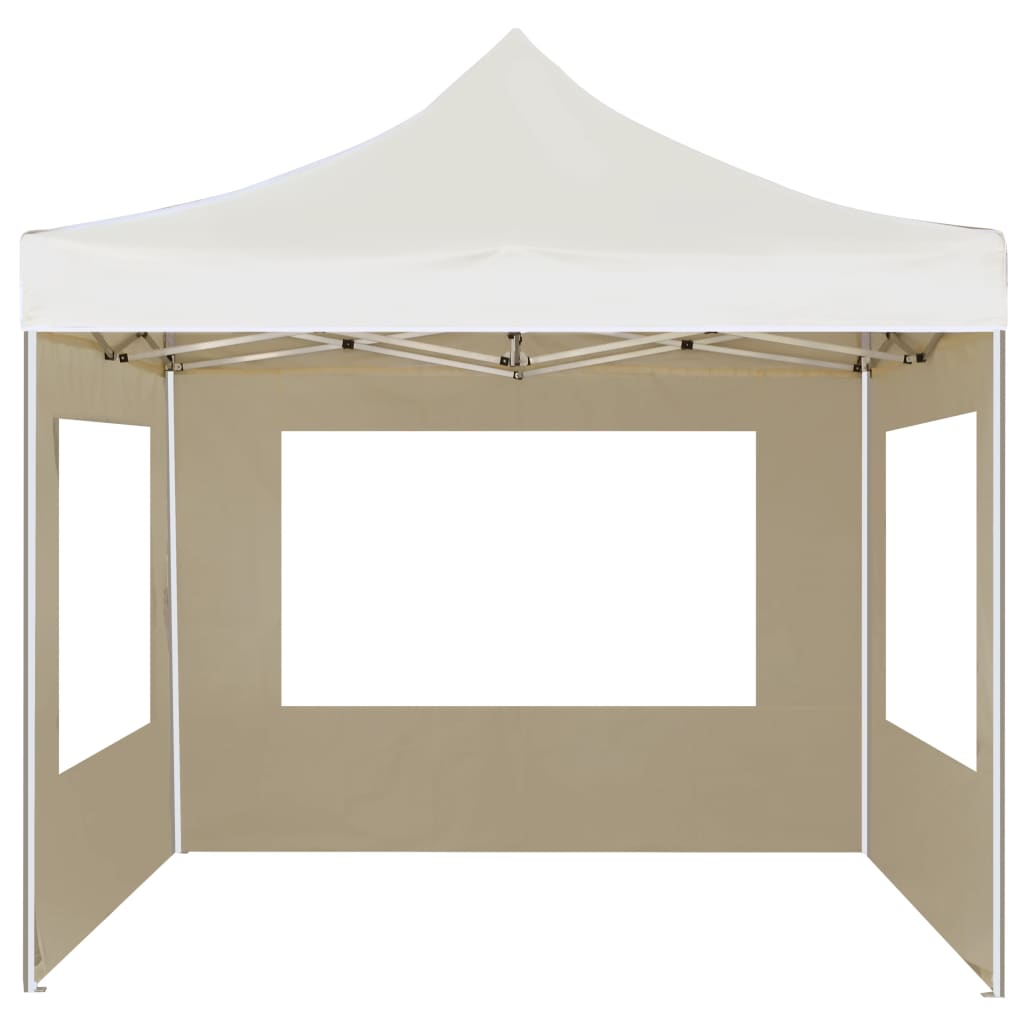 Gazebo Professionale Pieghevole Alluminio con Pareti 3x3m Crema 45486