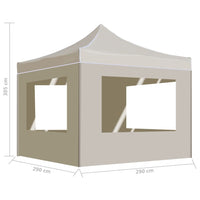 Gazebo Professionale Pieghevole Alluminio con Pareti 3x3m Crema 45486