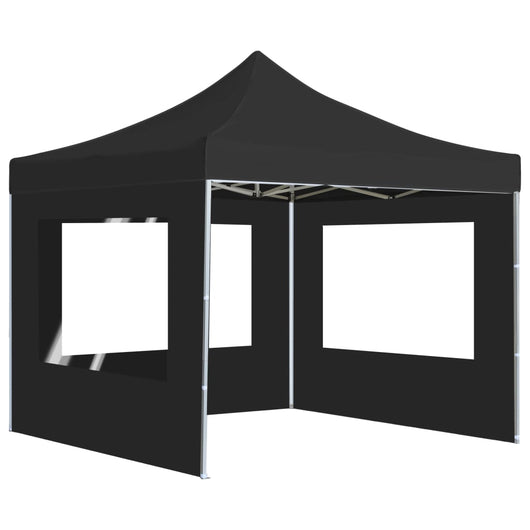 Gazebo Pieghevole con Pareti in Alluminio 3x3 m Antracite 45488