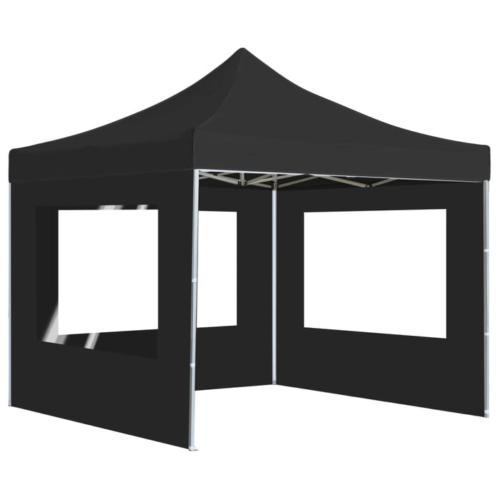 Gazebo Pieghevole con Pareti in Alluminio 3x3 m Antracite 45488