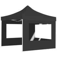 Gazebo Pieghevole con Pareti in Alluminio 3x3 m Antracite 45488