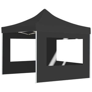 Gazebo Pieghevole con Pareti in Alluminio 3x3 m Antracite 45488