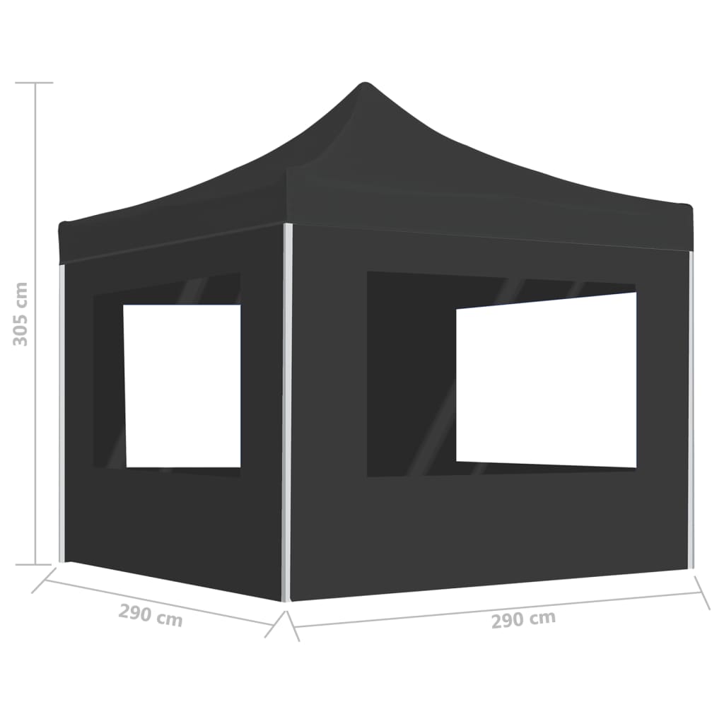 Gazebo Pieghevole con Pareti in Alluminio 3x3 m Antracite 45488