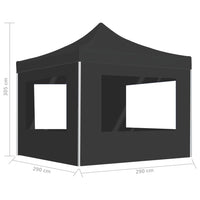 Gazebo Pieghevole con Pareti in Alluminio 3x3 m Antracite 45488